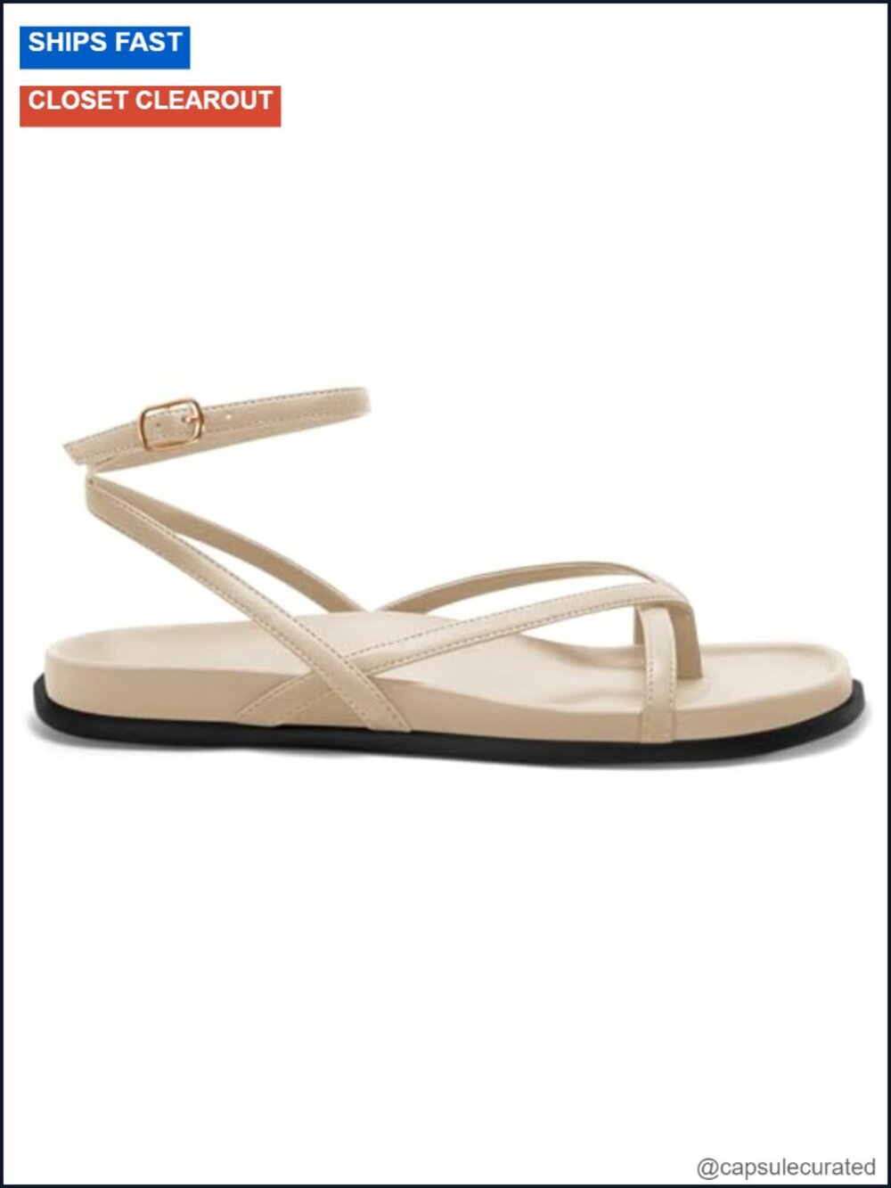 Women's Strappy Flat Sandals Thong Flip Flops with Ankle Strap Comfort Footbed